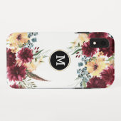Coques Case-Mate iPhone Fleurs colorées Monogramme frontalier (Dos (Horizontal))
