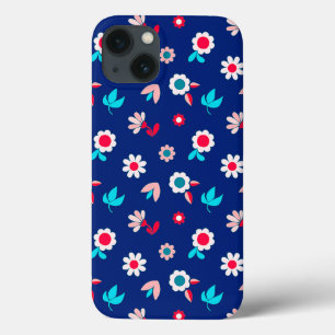 Case-Mate iPhone Case Fleurs Colorées sur Fond Bleu Foncé