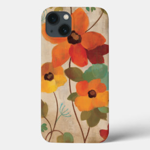 iPhone 13 Coque Fleurs colorées sur un Arrière - plan blanc