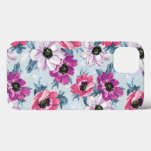 Coques Case-Mate iPhone Fleurs couleur élégante motif sur bleu (Verso (horizontal))