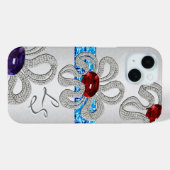 Coques Case-Mate iPhone Fleurs croisées diamant et Gem - Monogrammes (Verso (horizontal))