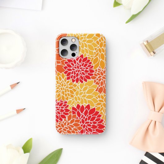 Coques Case-Mate iPhone Fleurs Dahlia, Motif De Fleurs, Dahlia Orange