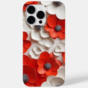COQUE POUR POUR iPhone 14 PRO MAX FLEURS D'ANÉMONE ROUGE BLANC 3-D REGARDANT POPPY