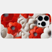 COQUES Case-Mate iPhone FLEURS D'ANÉMONE ROUGE BLANC 3-D REGARDANT POPPY (Verso (horizontal))