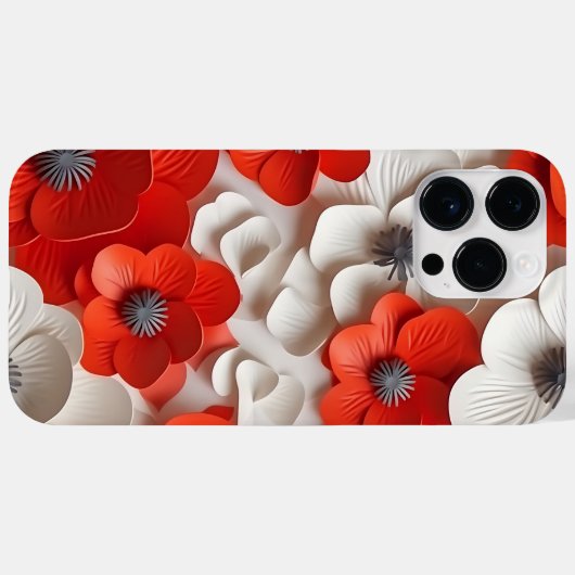 COQUES Case-Mate iPhone FLEURS D'ANÉMONE ROUGE BLANC 3-D REGARDANT POPPY (Verso (horizontal))