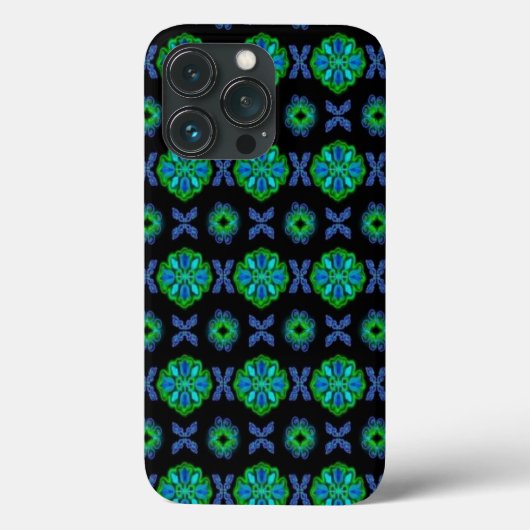 Coques Case-Mate iPhone Fleurs dans artdeco retrolook vert et bleu (Verso)