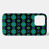Coques Case-Mate iPhone Fleurs dans artdeco retrolook vert et bleu (Verso (horizontal))