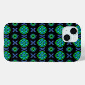 Coques Case-Mate iPhone Fleurs dans artdeco retrolook vert et bleu (Verso (horizontal))