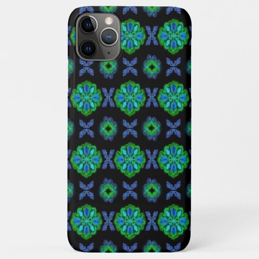 Coques Case-Mate iPhone Fleurs dans artdeco retrolook vert et bleu (Dos)