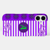 Coques Case-Mate iPhone Fleurs dans le style rétro avec monogramme (Verso (horizontal))