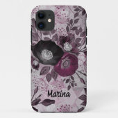 Coques Case-Mate iPhone Fleurs d'aquarelle bordeaux. (Dos)