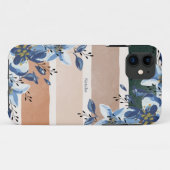 Coques Case-Mate iPhone Fleurs d'aquarelle botanique personnalisées bleu (Dos (Horizontal))