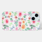 Coques Case-Mate iPhone Fleurs d'aquarelle et feuilles (Verso (horizontal))