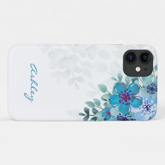 Coques Case-Mate iPhone Fleurs D'Aquarelle Et Feuilles (Dos (Horizontal))