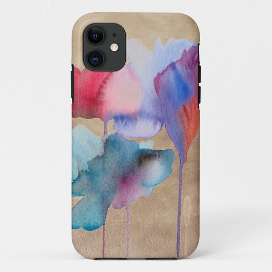 Coques Case-Mate iPhone Fleurs d'aquarelle moderne floral bleu et rouge (Dos)