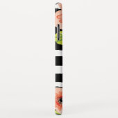 Coques Case-Mate iPhone Fleurs d'aquarelle noir en rayures blanches monogr (Dos/Droite)