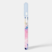 Coques Case-Mate iPhone Fleurs d'aquarelle rose et bleu Monogramme (Verso / Gauche)