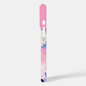 Coques Case-Mate iPhone Fleurs d'aquarelle rose et bleu Monogramme (Verso / Gauche)