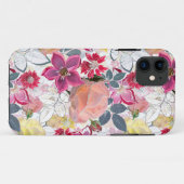 Coques Case-Mate iPhone Fleurs d'aquarelle rose et rouge. (Dos (Horizontal))