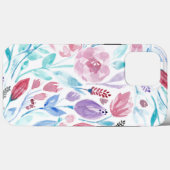 Coques Case-Mate iPhone Fleurs d'aquarelle rose Turquoise bleu printemps (Verso (horizontal))