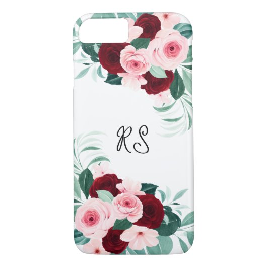 Coques Case-Mate iPhone Fleurs d'aquarelle rouge et rose (Dos)