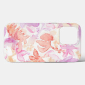 Coques Case-Mate iPhone Fleurs d'aquarelle violette gris (Verso (horizontal))