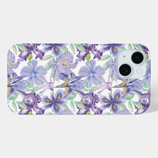 Coques Case-Mate iPhone Fleurs d'aquarelle violette jaune Iris (Verso (horizontal))