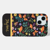 Coques Case-Mate iPhone Fleurs d'art populaire et papillons Personnalisé (Verso (horizontal))