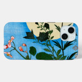 Coques Case-Mate iPhone Fleurs d'automne devant la Pleine lune (Verso (horizontal))