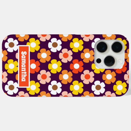Coques Case-Mate iPhone Fleurs d'automne rétro Motif pourpre (Verso (horizontal))