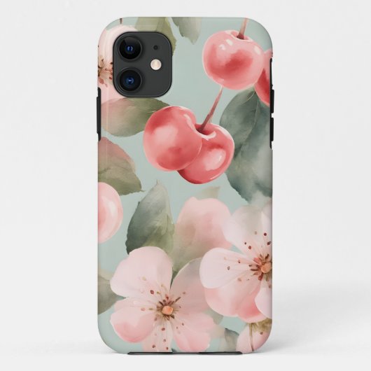 Coques Case-Mate iPhone Fleurs de cerisier et cerises Art de printemps (Dos)