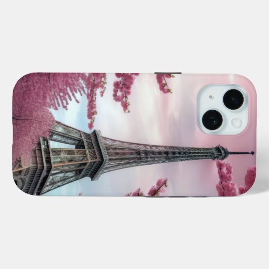 Coques Case-Mate iPhone Fleurs de cerisier et serviette Eiffel (Verso (horizontal))