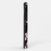 Coques Case-Mate iPhone Fleurs de cerisier rose noir Monogramme (Dos/Droite)