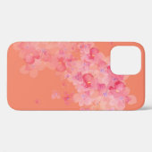 Coques Case-Mate iPhone fleurs de cerisier rose sur orange (Verso (horizontal))