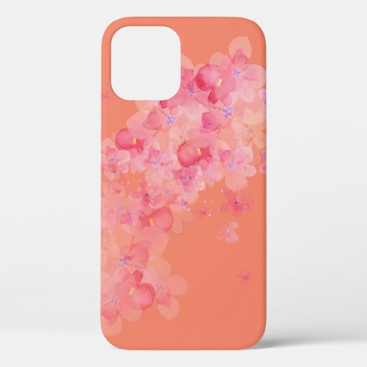 Coques Case-Mate iPhone fleurs de cerisier rose sur orange (Verso)