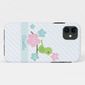 Coques Case-Mate iPhone Fleurs de cerisiers et d'oiseaux verts (Dos (Horizontal))