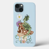 Coques Case-Mate iPhone Fleurs de Champignon Dragon Fantastique Vert Capri (Verso)