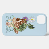 Coques Case-Mate iPhone Fleurs de Champignon Dragon Fantastique Vert Capri (Verso (horizontal))
