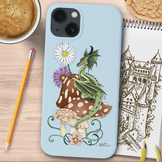 Coques Case-Mate iPhone Fleurs de Champignon Dragon Fantastique Vert Capri