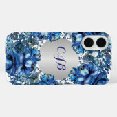 Coques Case-Mate iPhone Fleurs de cobalt bleu élégant (Verso (horizontal))