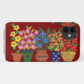 Coques Case-Mate iPhone Fleurs de collage brillantes chic sur Maroon (Dos (Horizontal))