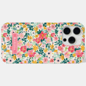 Coques Case-Mate iPhone Fleurs de Corail Ditsy Monogrammées (Verso (horizontal))