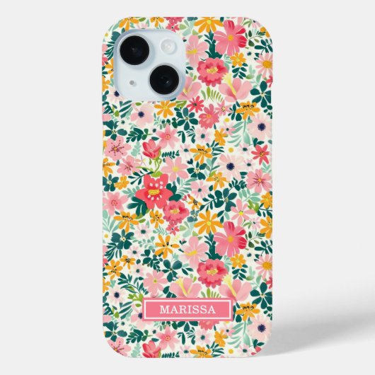 Coques Case-Mate iPhone Fleurs de Corail Ditsy Monogrammées (Verso)