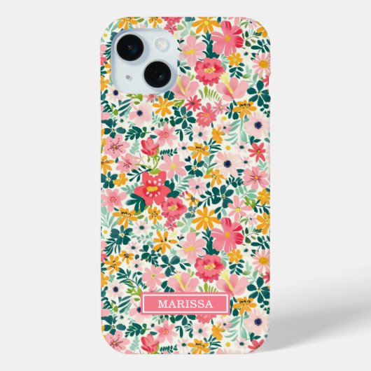 Coques Case-Mate iPhone Fleurs de Corail Ditsy Monogrammées (Verso)