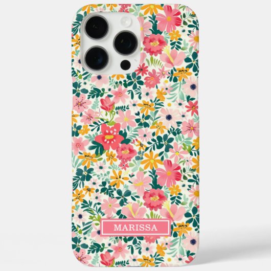 Coques Case-Mate iPhone Fleurs de Corail Ditsy Monogrammées (Verso)
