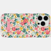 Coques Case-Mate iPhone Fleurs de Corail Ditsy Monogrammées (Verso (horizontal))
