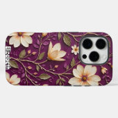 Coques Case-Mate iPhone Fleurs de crème sur violet texturé (Verso (horizontal))