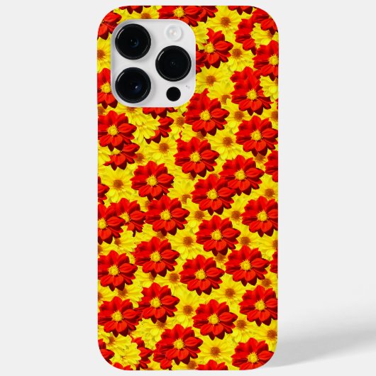 Coques Case-Mate iPhone Fleurs de dahlia rouges et jaunes (Verso)