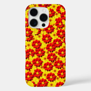 Coques iPhone 16 Pro Fleurs de dahlia rouges et jaunes