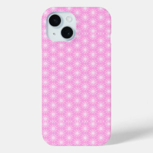 Coque Pour iPhone 15 Fleurs de démarrage blanches sur rose